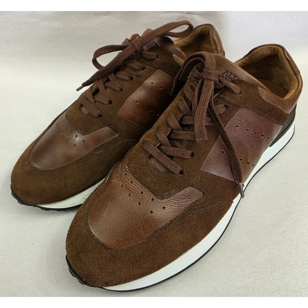 Allen Edmonds (Sz 9.5 D) Emmett Brown Snuff Leather Lace up Casual Sneaker